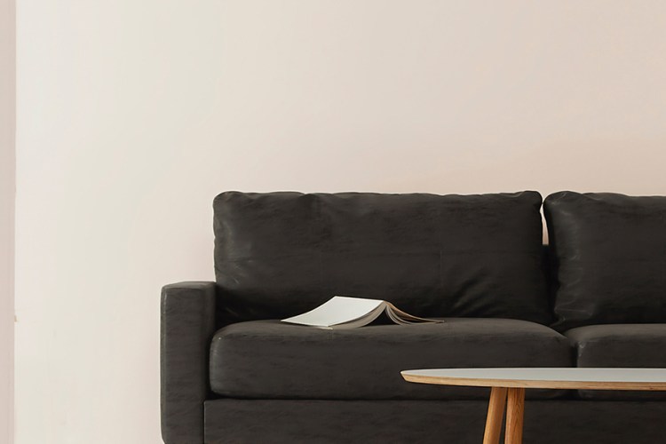 dark sofa with open book